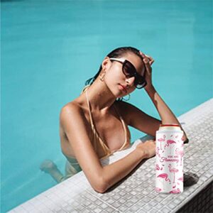 Slim Can Cooler Insulated Skinny Stainless Steel Doucle Freezable Can Cooler Sleeve Hard Seltzer 12 oz Slim Cans （Flamingo）