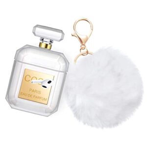 heenhdfd AirPod 1&2 Case Perfume Bottle Design with Cute Keychain and Fur Ball Soft Silicone Shockproof Creative AirPod 1&2 Case Cover for Girls and Women (sck 1&2 Perfume Bottle)