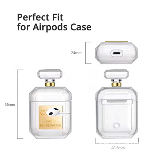 heenhdfd AirPod 1&2 Case Perfume Bottle Design with Cute Keychain and Fur Ball Soft Silicone Shockproof Creative AirPod 1&2 Case Cover for Girls and Women (sck 1&2 Perfume Bottle)