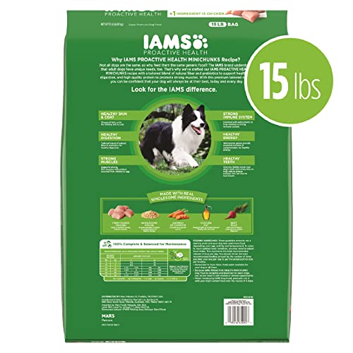 IAMS Proactive Health Adult Minichunks Dry Dog Food with Real Chicken, 15 lb. Bag