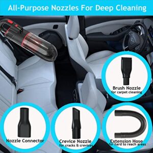 SUMKUMY Powerful Car Vacuum(Up to 9600Pa) - LED Light, Dual Filtration System - 12V Wet Dry Vacuum Cleaner Portable Lightweight Handheld Car Interior Accessories Detailing Vacuum for Pet Hair, Corded