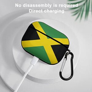 Jamaican Flag Pattern Compatible with AirPods Pro Case Cover with Keychain Portable Shockproof Airpod Cases Accessories Protective Case for Women Men Girls Hard Headphone Case for Apple Airpods Pro
