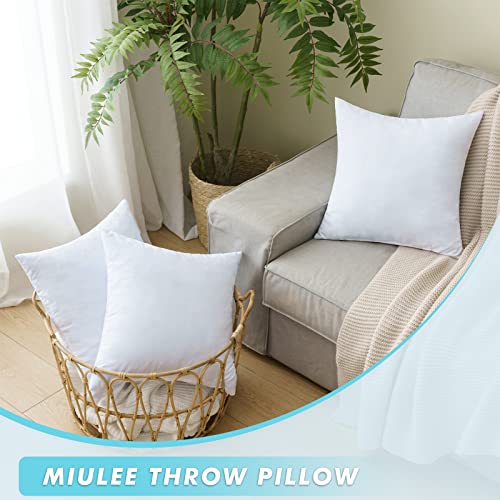 MIULEE Set of 2 Decorative Throw Pillow Covers Rhombic Jacquard Pillowcase Blend 18x18 Pillow Inserts Set of 2-Decorative Shredded Memory Foam Cooling Throw Pillows, Beige