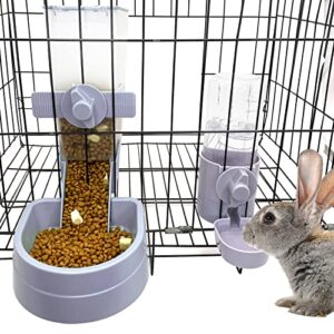 kathson rabbit food water dispenser pet cage automatic feeder 2l food dispenser 17oz waterer small animal hanging bottle bowl set for rabbit cat small dog ferret puppy