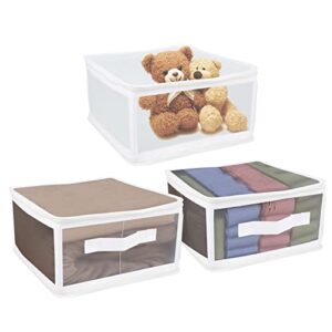 guoyihua 3 pack closet storage bins for shelves, foldable cube storage organizer, washable drawer storage baskets for bra, panties, socks, toys, home bedroom organizing (13l, white)