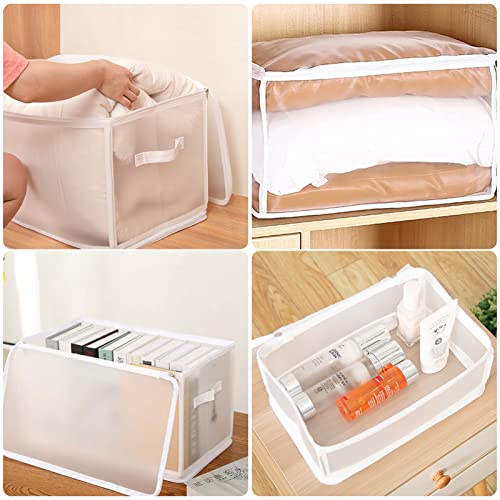 GUOYIHUA 3 Pack Closet Storage Bins for Shelves, Foldable Cube Storage Organizer, Washable Drawer Storage Baskets for Bra, Panties, Socks, Toys, Home Bedroom Organizing (13L, White)