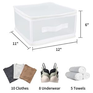 GUOYIHUA 3 Pack Closet Storage Bins for Shelves, Foldable Cube Storage Organizer, Washable Drawer Storage Baskets for Bra, Panties, Socks, Toys, Home Bedroom Organizing (13L, White)