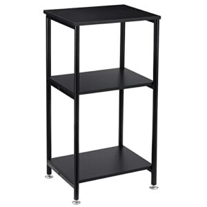 mooace tall side table, 3 tier end table, side table with storage shelf for bedroom living room, small nightstand for small spaces, black