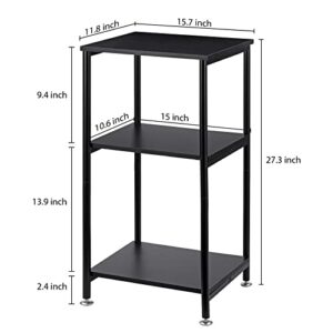MOOACE Tall Side Table, 3 Tier End Table, Side Table with Storage Shelf for Bedroom Living Room, Small Nightstand for Small Spaces, Black