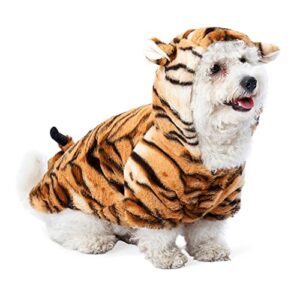 mogoko funny dog tiger costumes, pet halloween christmas cosplay dress small pet cat tiger costume animal fleece hoodie warm outfits clothes