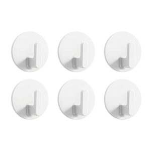 flauvel 6-pack plastic hook key hook wall hooks stick-on key holder adhesive multipurpose wall mounted hook white