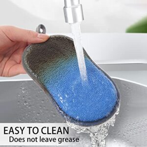 Skycase Durable Scrub Scouring Sponge, 6 Pack Microfiber Dual Action Kitchen Scrub Sponge,Dual-Sided Reusable Cleaning Scrubber Effortless Cleaning of Dishes,Pots and Pans