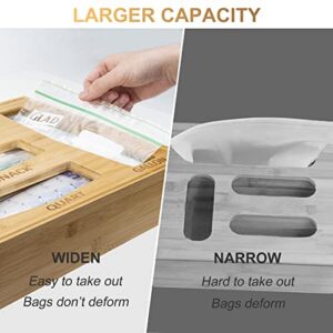 LauKingdom Ziplock Bag Organizer for Drawer Bamboo Baggie Organizer with Magnetic Slider Storage Bag Organizer for Wall Mount Plastic Bag Organizer