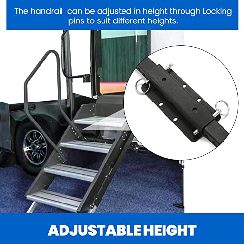 HECASA 5th Wheel RV Step Handrail, Travel Trailers and Motorhome Adjustable RV Entry Step Handrail