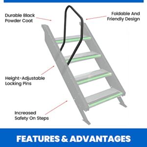 HECASA 5th Wheel RV Step Handrail, Travel Trailers and Motorhome Adjustable RV Entry Step Handrail