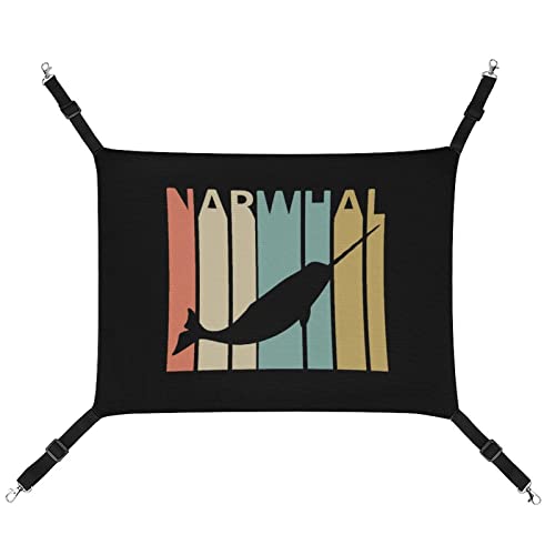 Vintage Style Narwhal Pet Hammock Comfortable Adjustable Hanging Bed for Small Animals Dogs Cats Hamster