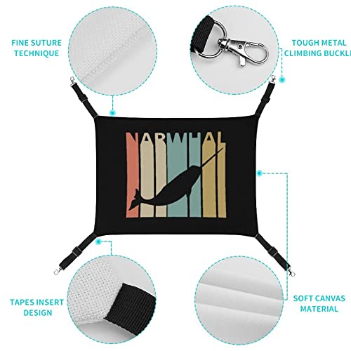 Vintage Style Narwhal Pet Hammock Comfortable Adjustable Hanging Bed for Small Animals Dogs Cats Hamster