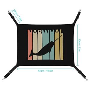 Vintage Style Narwhal Pet Hammock Comfortable Adjustable Hanging Bed for Small Animals Dogs Cats Hamster