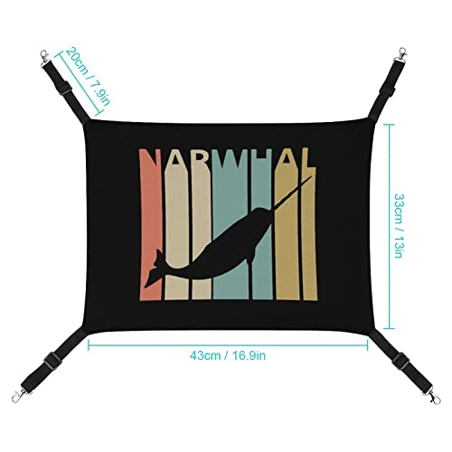 Vintage Style Narwhal Pet Hammock Comfortable Adjustable Hanging Bed for Small Animals Dogs Cats Hamster