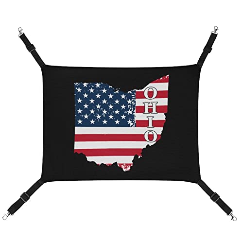 Ohio State Vintage American Flag Pet Hammock Comfortable Adjustable Hanging Bed for Small Animals Dogs Cats Hamster