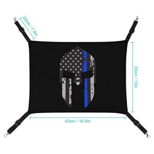 Police Thin Line Flag Spartan Pet Hammock Comfortable Adjustable Hanging Bed for Small Animals Dogs Cats Hamster