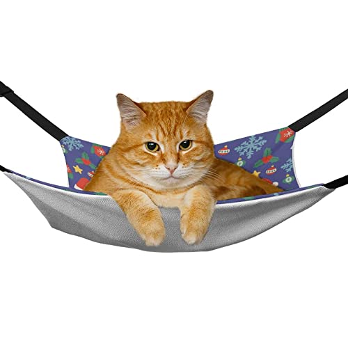 Christmas Hats Pattern Pet Hammock Comfortable Adjustable Hanging Bed for Small Animals Dogs Cats Hamster