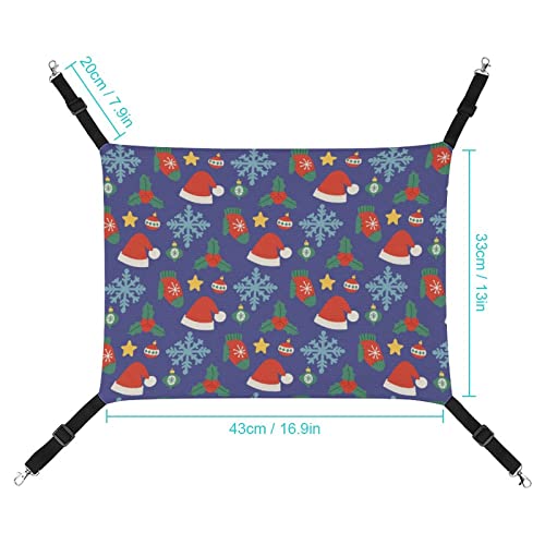 Christmas Hats Pattern Pet Hammock Comfortable Adjustable Hanging Bed for Small Animals Dogs Cats Hamster