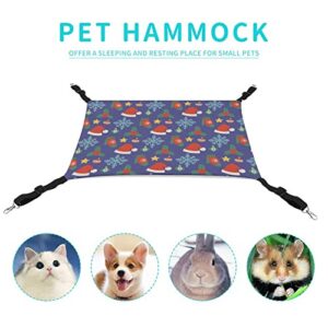 Christmas Hats Pattern Pet Hammock Comfortable Adjustable Hanging Bed for Small Animals Dogs Cats Hamster