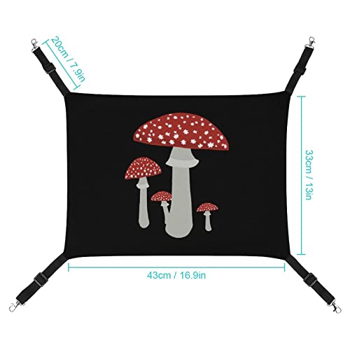 Mushrooms Red Art Pet Hammock Comfortable Adjustable Hanging Bed for Small Animals Dogs Cats Hamster