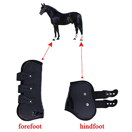 Horse Boots, 4Pcs PU Shell Protective Horse Tendon Boots, Horse Splint Boots for Front Legs and Rear Legs, Protective Horse Leg Wraps, Leg Protection and Support for Riding, Jumping(XL)