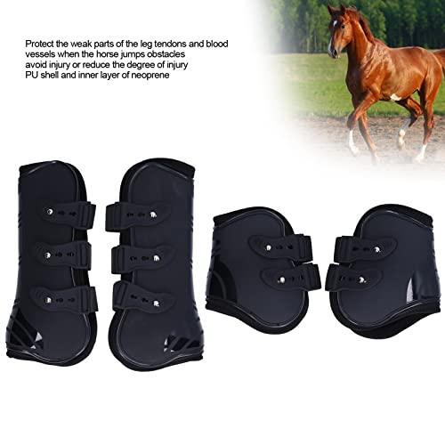 Horse Boots, 4Pcs PU Shell Protective Horse Tendon Boots, Horse Splint Boots for Front Legs and Rear Legs, Protective Horse Leg Wraps, Leg Protection and Support for Riding, Jumping(XL)