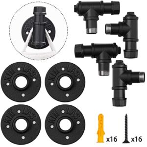 Elibbren 4 Pack Rustic Style Industrial Iron Pipe Coat Towel Holder Wall Hook for Hanging, Wall Mounted Vintage Robe Clothes Hanger Heavy Duty Farmhouse,Mounting Hardware Included Black