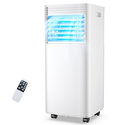 GOFLAME Portable Air Conditioner, 8000 BTU Powerful AC Unit with Remote Control and 4 Universal Casters, 3-IN-1 Air Cooler & Dehumidifier & Fan with 24H Timer for Living Room, Bedroom, Office, Black