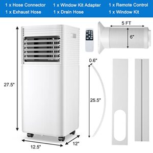 GOFLAME Portable Air Conditioner, 8000 BTU Powerful AC Unit with Remote Control and 4 Universal Casters, 3-IN-1 Air Cooler & Dehumidifier & Fan with 24H Timer for Living Room, Bedroom, Office, Black