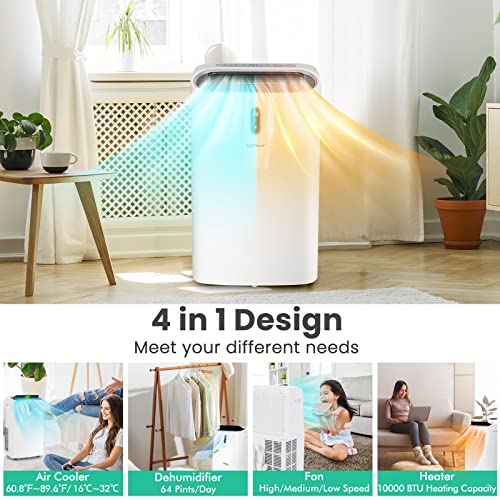 COSTWAY Portable Air Conditioners, 12000 BTU 4 in 1 AC Unit with Cool, Fan, Heat & Dehumidifier, Alexa Voice-Enabled Air Cooler with WiFi Smart App Control, LED Display, 24H Timer, Cools up to 450 Sq. Ft (12000BTU)