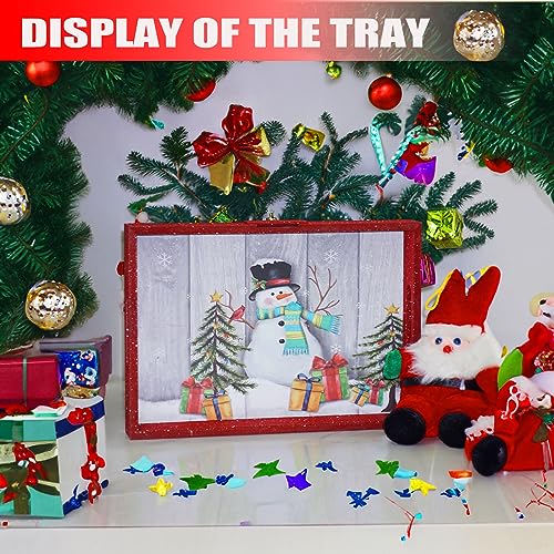 Krismax Christmas Decorations for Home 2023 Christmas Serving Tray with Handles Christmas Decorative Tray Coffee Table Serving Platter Thanksgiving Tray - Snowman Serving Tray(Red)