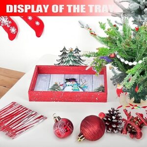 Krismax Christmas Decorations for Home 2023 Christmas Serving Tray with Handles Christmas Decorative Tray Coffee Table Serving Platter Thanksgiving Tray - Snowman Serving Tray(Red)