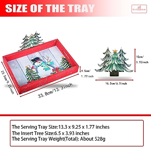 Krismax Christmas Decorations for Home 2023 Christmas Serving Tray with Handles Christmas Decorative Tray Coffee Table Serving Platter Thanksgiving Tray - Snowman Serving Tray(Red)