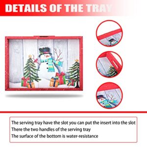Krismax Christmas Decorations for Home 2023 Christmas Serving Tray with Handles Christmas Decorative Tray Coffee Table Serving Platter Thanksgiving Tray - Snowman Serving Tray(Red)