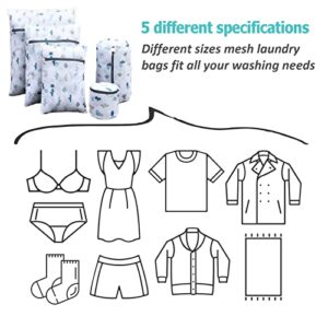 Xducom Mesh Laundry Bags with Exquisite Printed, bra washing bag for Laundry, Delicates Laundry Bag for Washing Machine, Lingerie, Bra, Socks, Underwear(5 set, cactus)