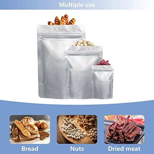 120pcs Resealable Mylar Bags for Food Storage with Oxygen Absorbers 200cc & Labels,1 Gallon×35pcs, 1 Quart×45pcs,1 Pint×40pcs,Ziplock Foil Bags for Long Term Food Storage