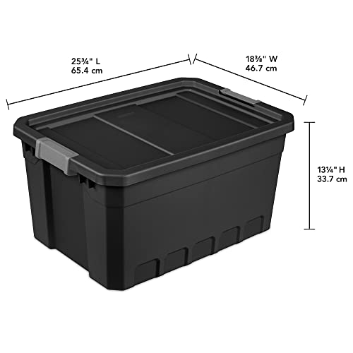 Sterilite Storage System Solution with 19 Gallon Heavy Duty Stackable Storage Box Container Totes w/Grey Latching Lid for Home Organization, 12 Pack