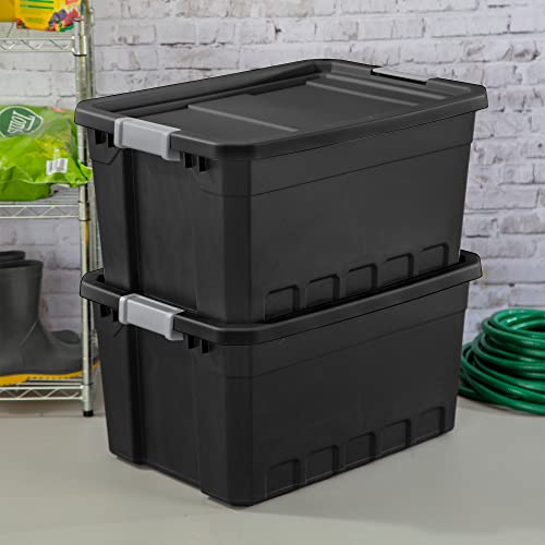 Sterilite Storage System Solution with 19 Gallon Heavy Duty Stackable Storage Box Container Totes w/Grey Latching Lid for Home Organization, 12 Pack