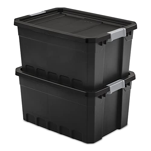 Sterilite Storage System Solution with 19 Gallon Heavy Duty Stackable Storage Box Container Totes w/Grey Latching Lid for Home Organization, 12 Pack