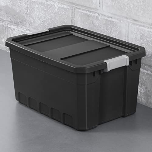 Sterilite Storage System Solution with 19 Gallon Heavy Duty Stackable Storage Box Container Totes w/Grey Latching Lid for Home Organization, 12 Pack