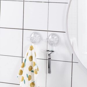 HEILONG Suction Cup Hooks, 4 Pack Small Clear Detachable Suction Cups for Glass Doors, Glass Windows, Kitchen Bathroom Shower Wall Suction Hangers for Towels Kitchen Utensils Wall Hooks, Yellow