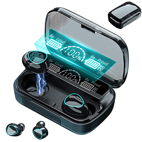 Fenpos Bluetooth 5.1 Wireless Earbuds, TWS Low Latency Noise Cancel Headphones with Hi-Fi Stereo Audio, Bluetooth Headphones with LED Display, IPX7 Waterproof Sport Earphones (M10)