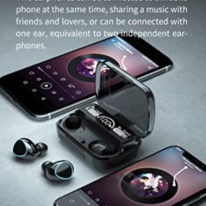 Fenpos Bluetooth 5.1 Wireless Earbuds, TWS Low Latency Noise Cancel Headphones with Hi-Fi Stereo Audio, Bluetooth Headphones with LED Display, IPX7 Waterproof Sport Earphones (M10)