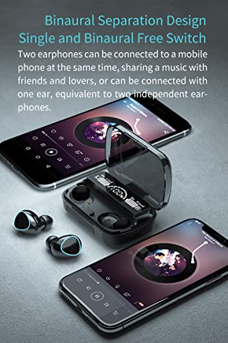 Fenpos Bluetooth 5.1 Wireless Earbuds, TWS Low Latency Noise Cancel Headphones with Hi-Fi Stereo Audio, Bluetooth Headphones with LED Display, IPX7 Waterproof Sport Earphones (M10)