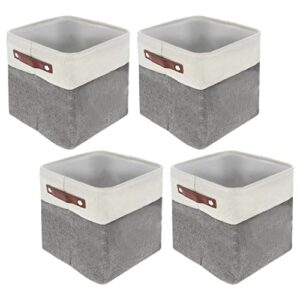 creekview home emporium fabric cube storage bins 4 pack - 10 x 10in white/gray foldable storage cubes for organization